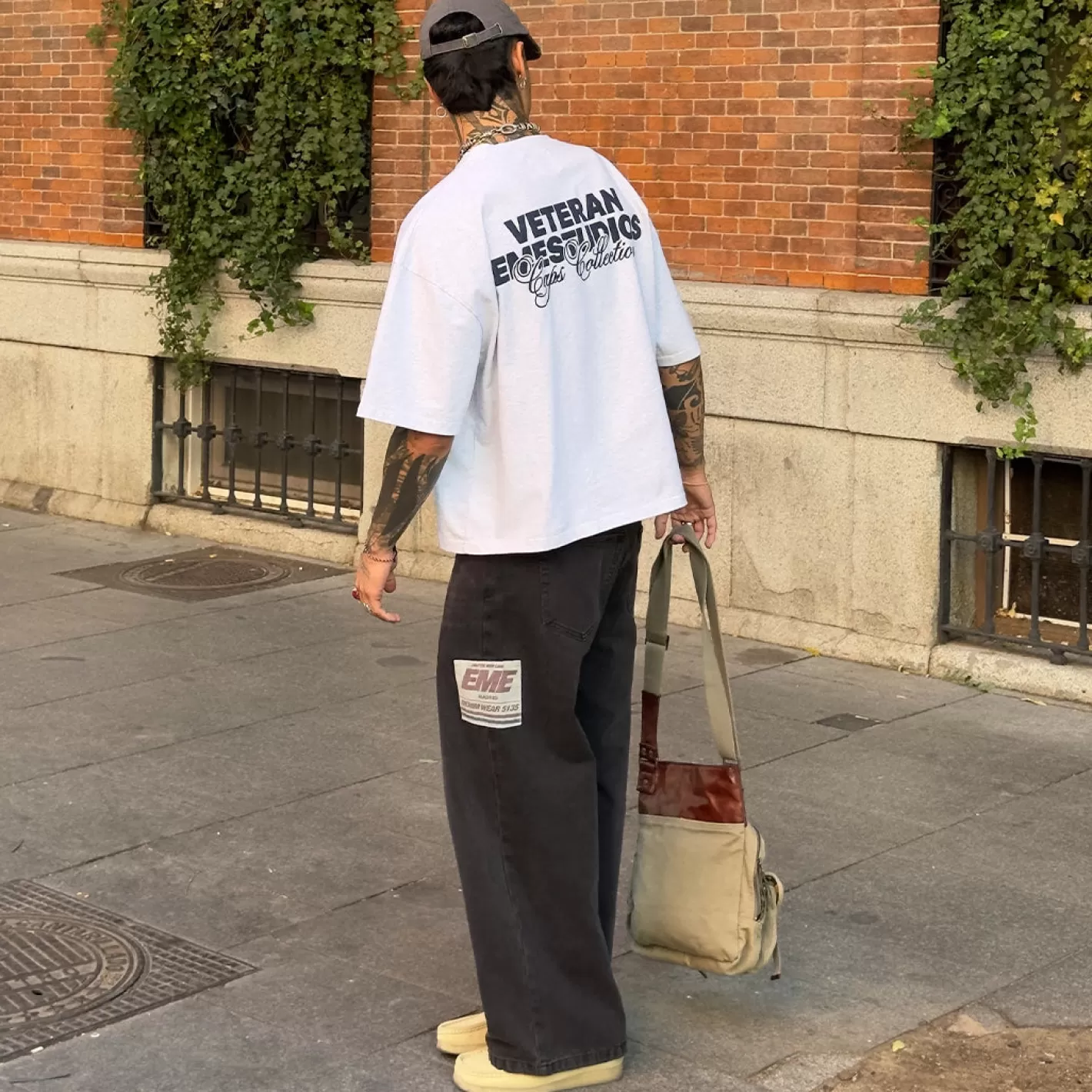 Shop Eme Studios Caps Heather Grey Oversized Tee