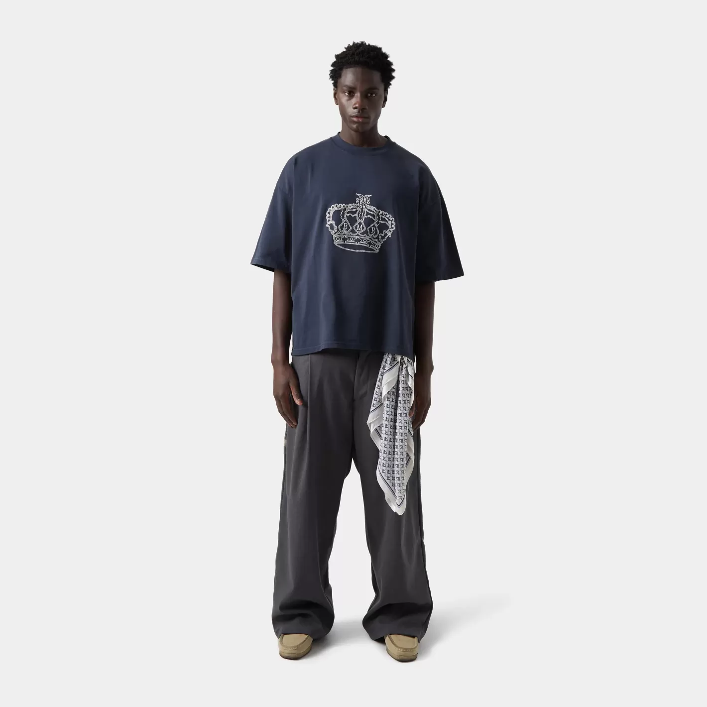 Discount Eme Studios Crown Navy Oversized Tee