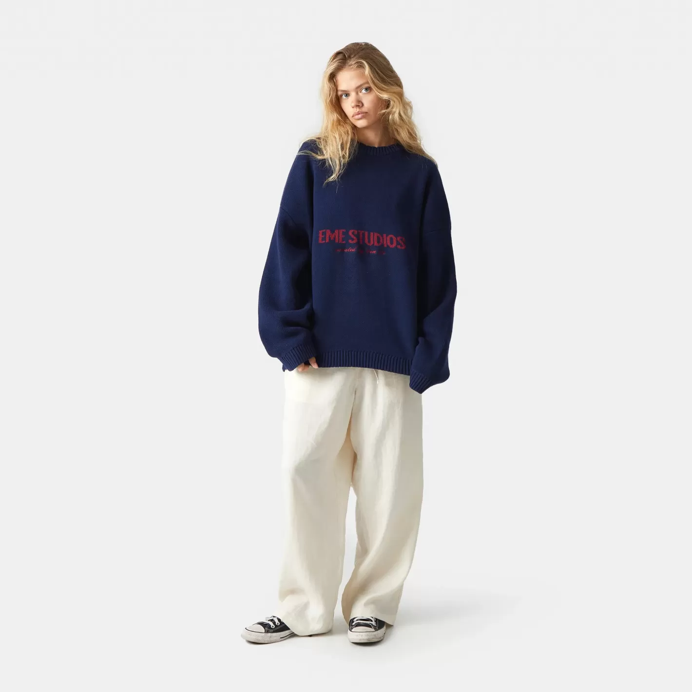 Shop Eme Studios Master Indigo Knit Sweater