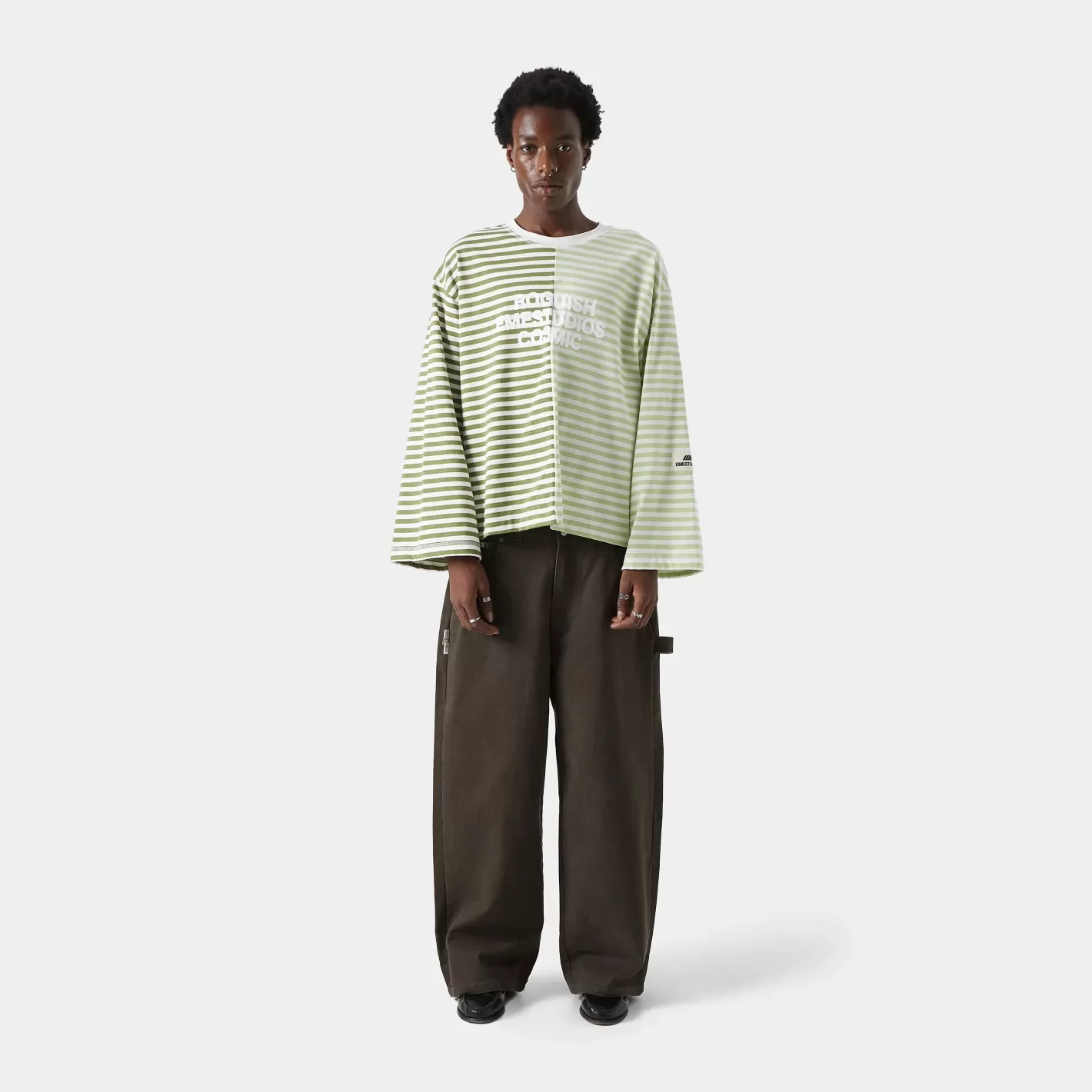 Flash Sale Eme Studios Roguish Striped Long Sleeve Green