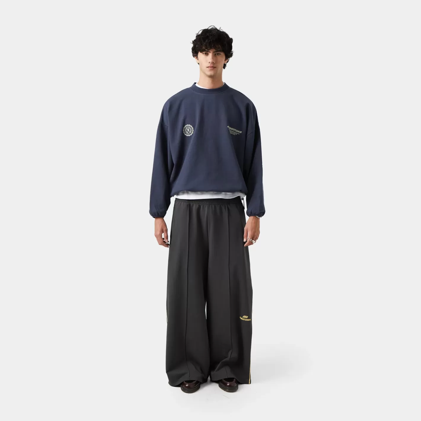 Fashion Eme Studios Somm Pleat Grey Baggy Sweatpants