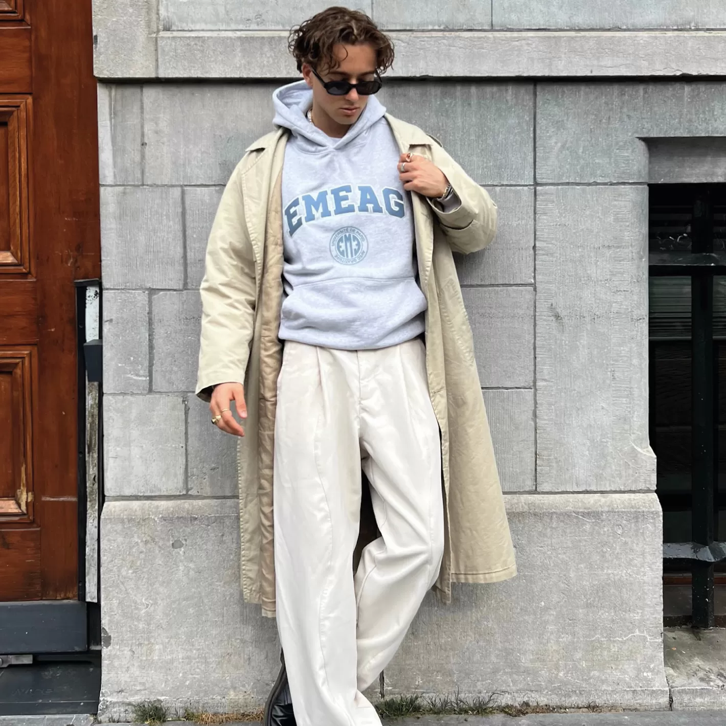 Cheap Eme Studios Universitè Heather Grey Oversized Hoodie